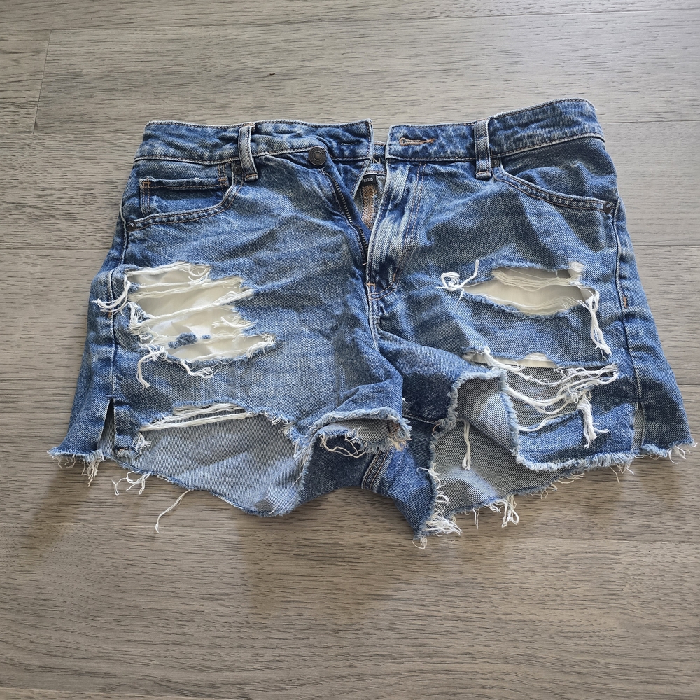 American Eagle Outfitters Blue Distressed Jean Shorts